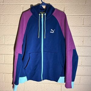 Puma Pink and Blue Colorblock Hoodie